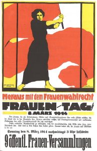 Plakat zum Frauentag am 8. März 1914. Quelle: Wikipedia/gemeinfrei