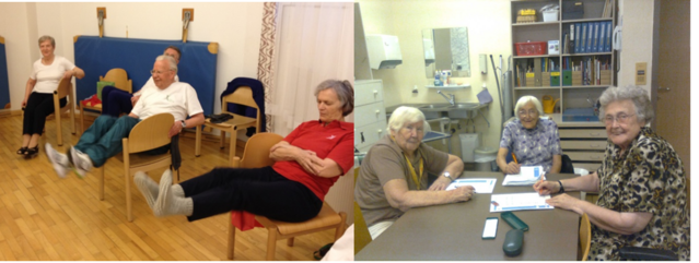 Picture of people doing resistance and cognitive training.