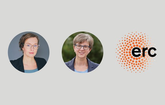 Porträtfotos von Anna Durnová und Dagmar Woebken mit ERC Logo