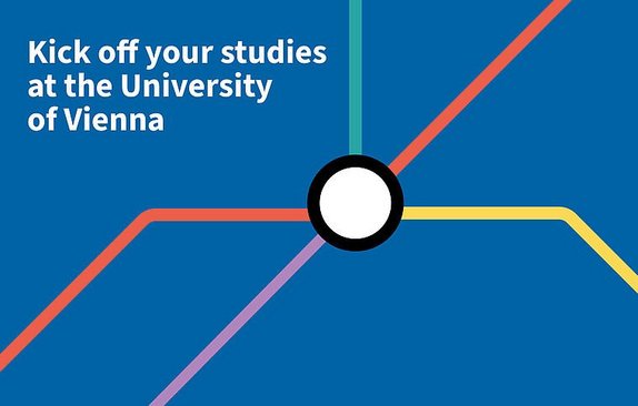symbolic image with text "Kick off your studies at the University of Vienna"