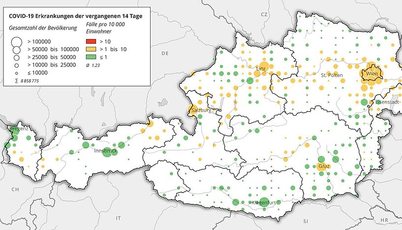 Kartographische Darstellung Österreichs